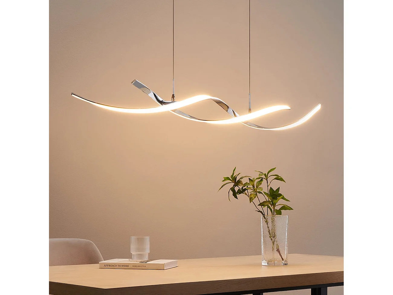 Suspension LED double barres ondulées 110 cm - Galba