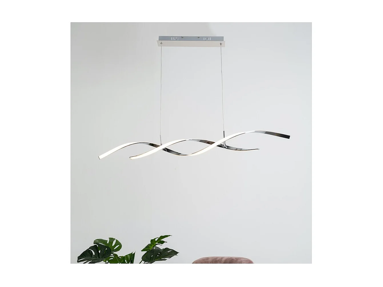 Suspension LED double barres ondulées 110 cm - Galba