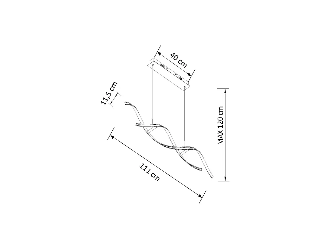 Suspension LED double barres ondulées 110 cm - Galba