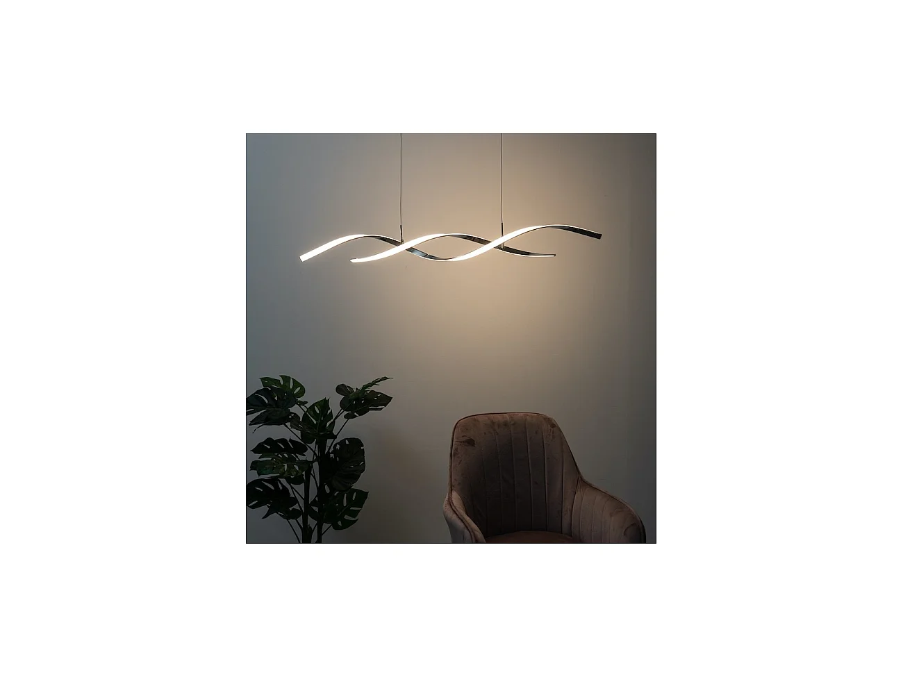 Suspension LED double barres ondulées 110 cm - Galba