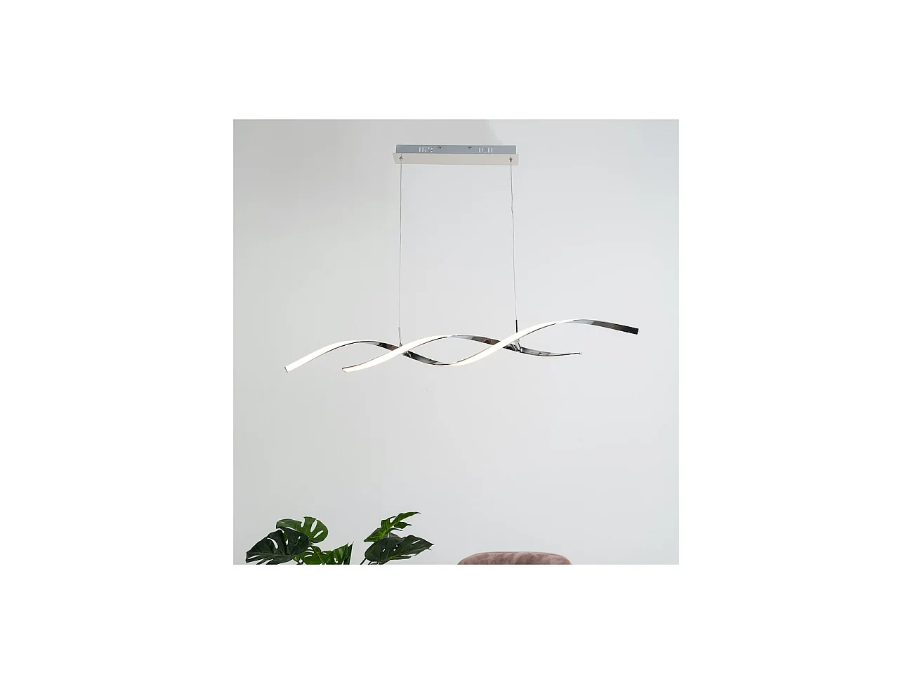Suspension LED double barres ondulées 110 cm - Galba