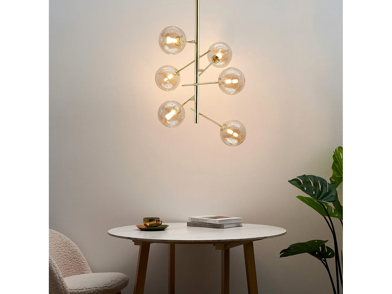 Suspension design multi sphères ambrées - Onolia