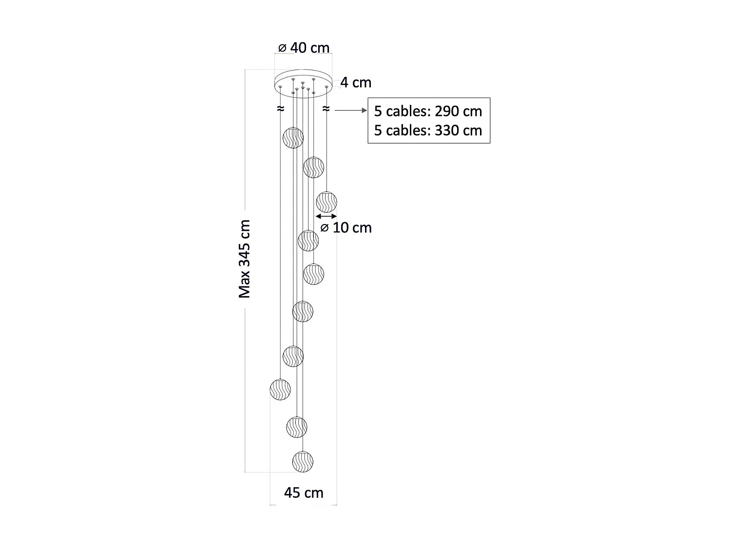 Grande suspension dorée LED cage d'escalier 3 m - Esposia