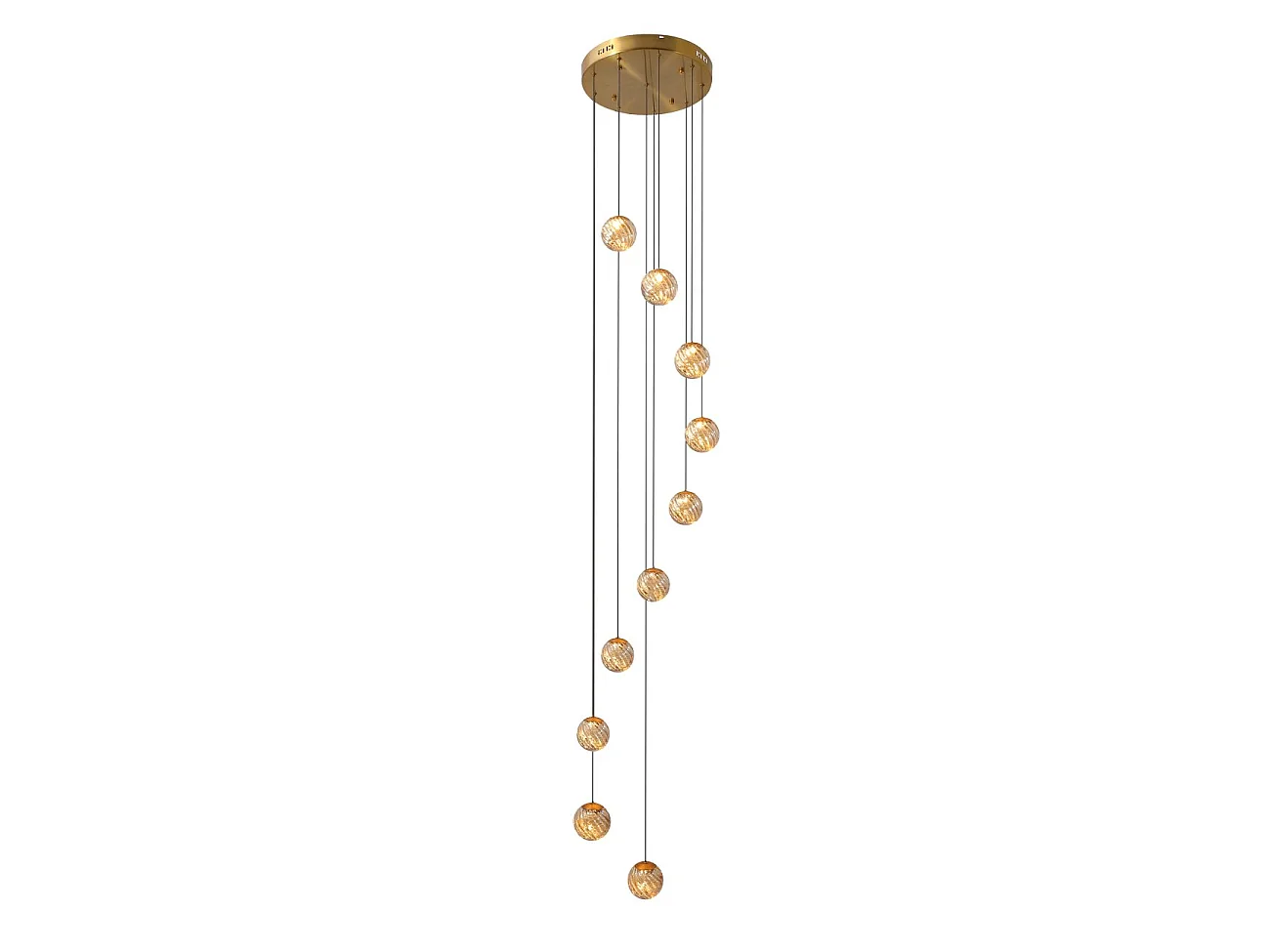 Grande suspension dorée LED cage d'escalier 3 m - Esposia