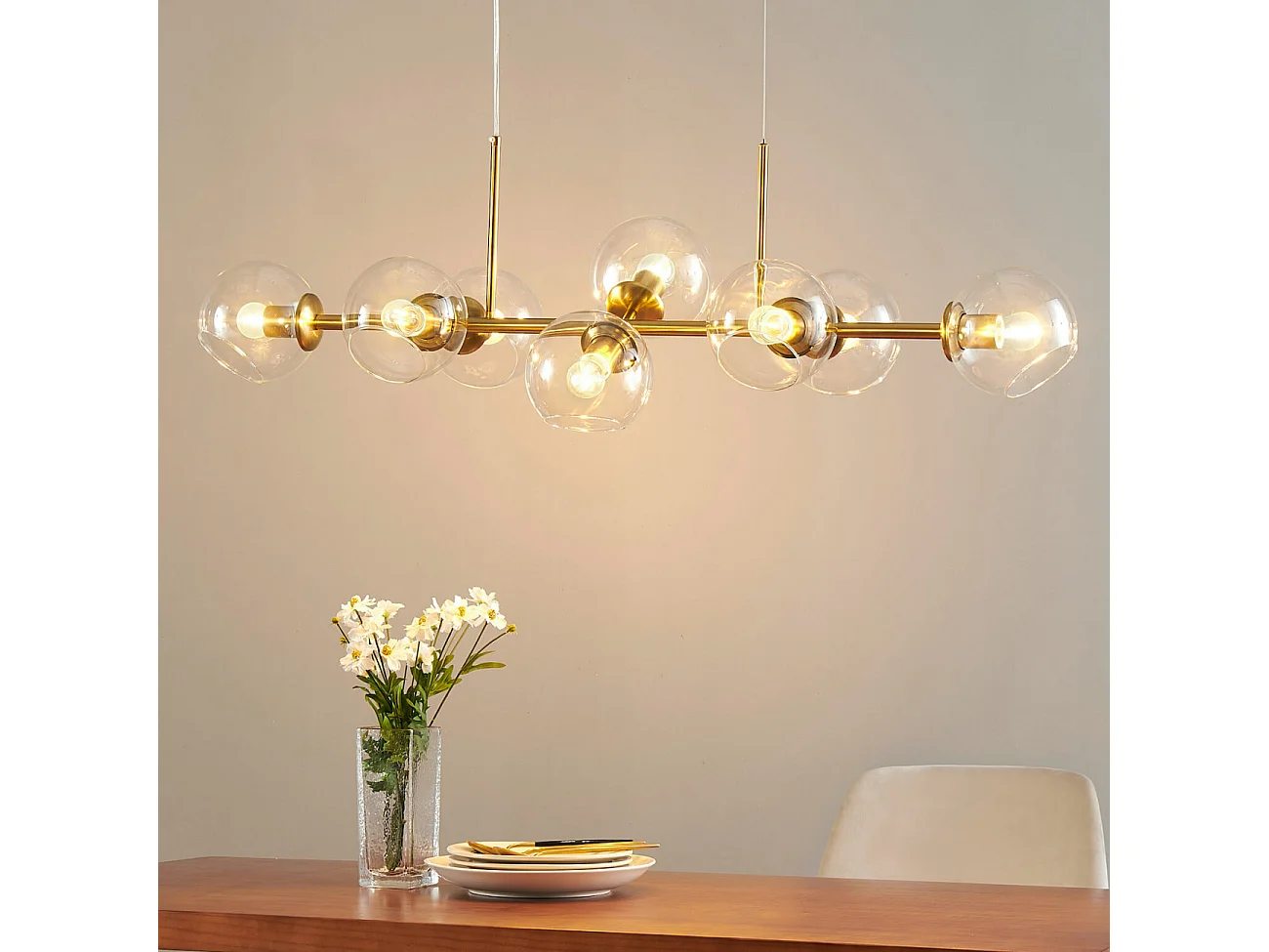 Grande suspension moderne 8 boules en verre - Carlotta