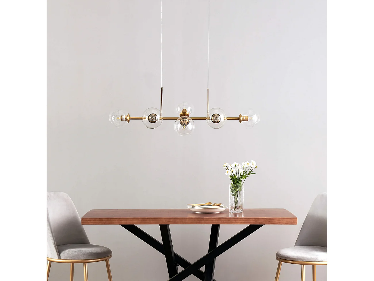 Grande suspension moderne 8 boules en verre - Carlotta