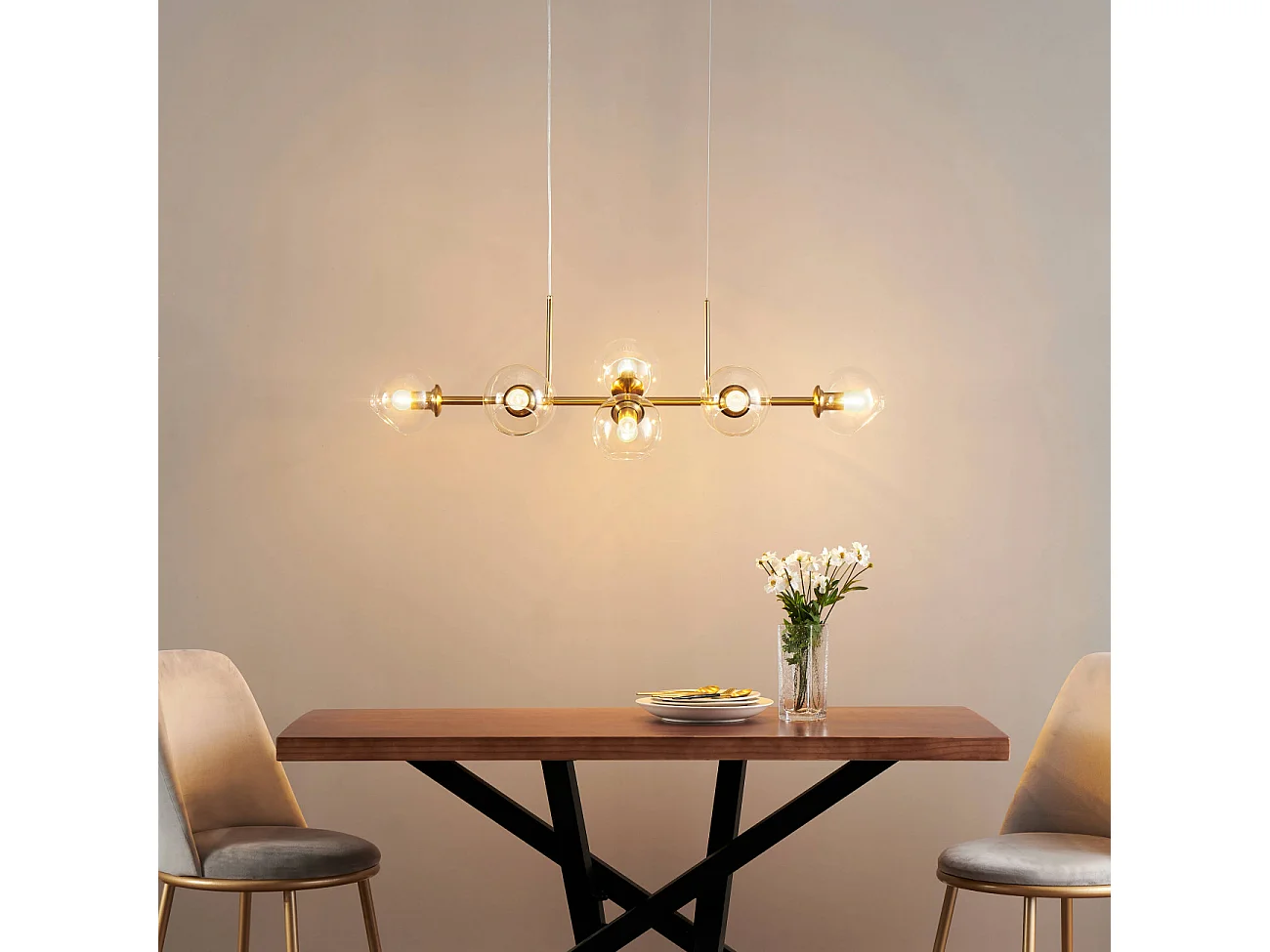 Grande suspension moderne 8 boules en verre - Carlotta