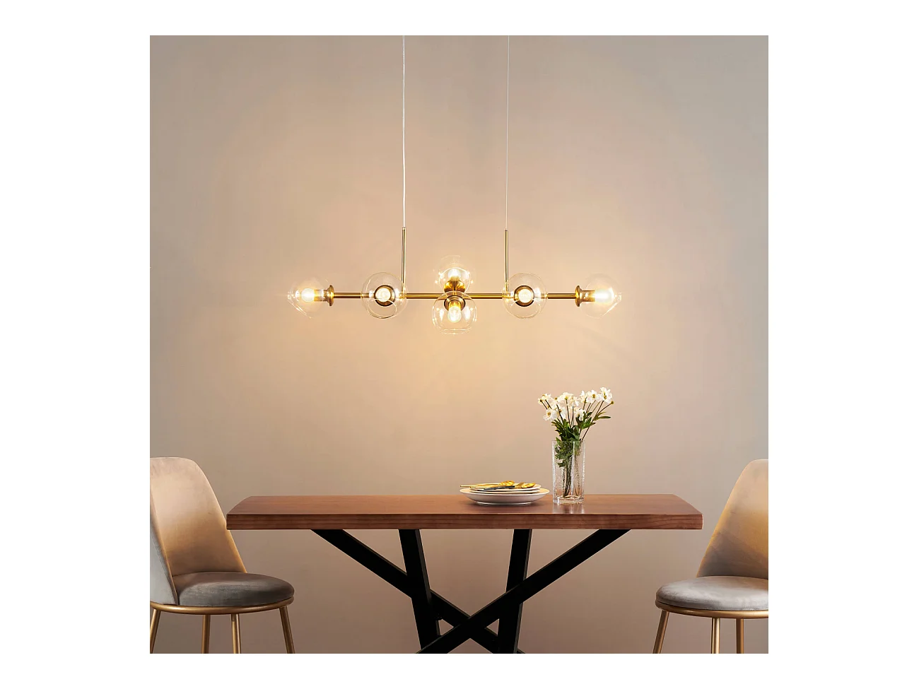 Grande suspension moderne 8 boules en verre - Carlotta
