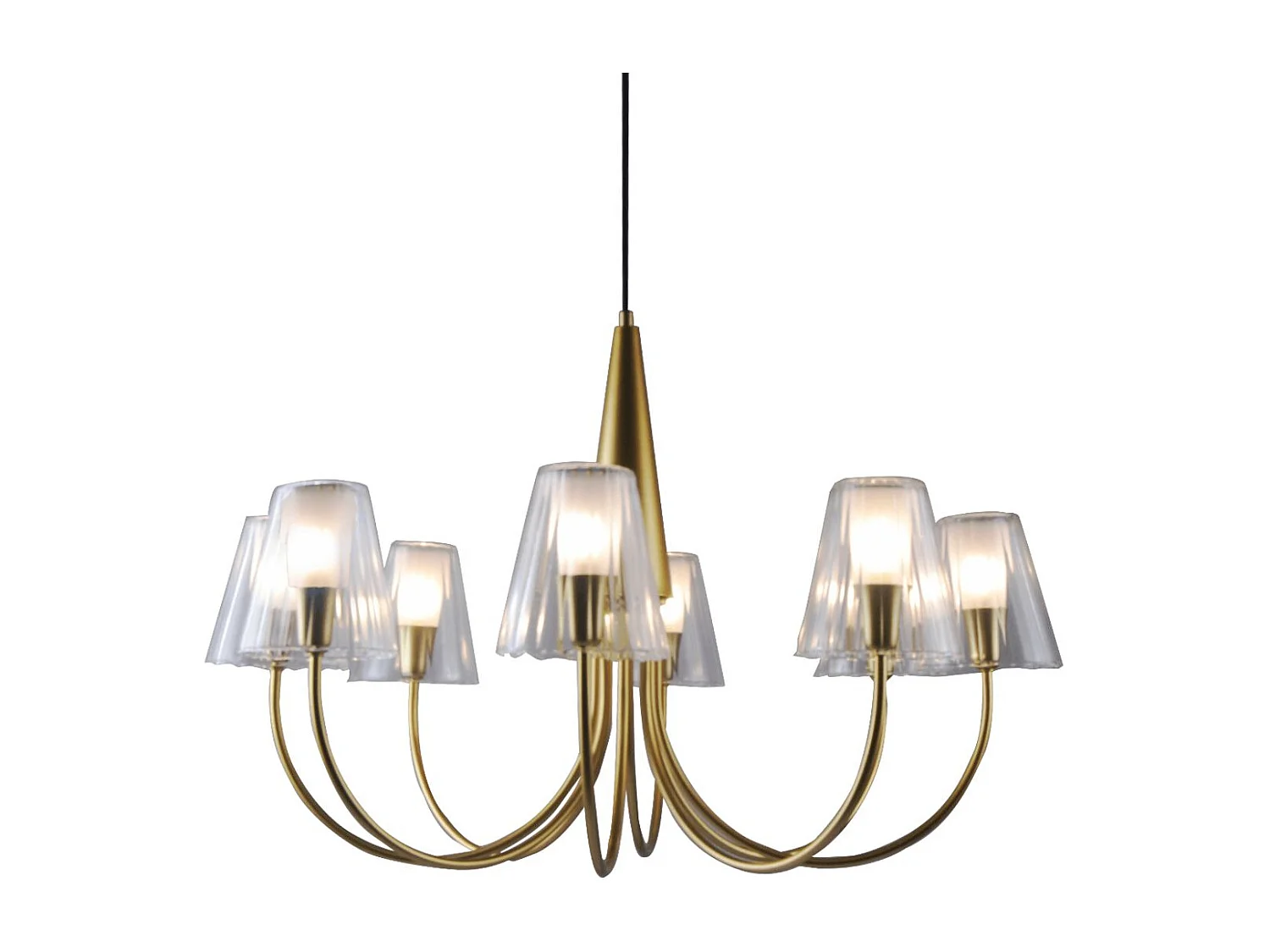 Grand lustre baroque doré 8 bras verre transparent - Cerenova