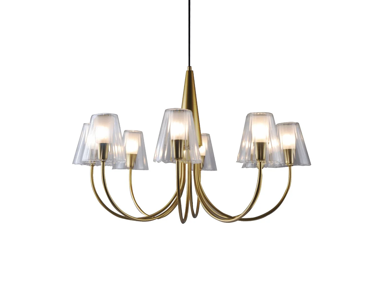 Grand lustre baroque doré 8 bras verre transparent - Cerenova