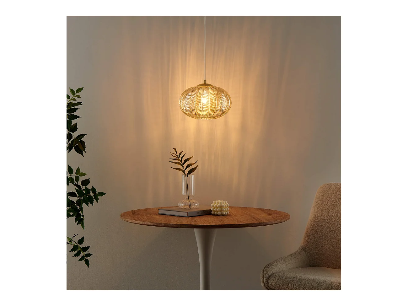 Suspension au verre ambré motifs décoratifs - Melizzo