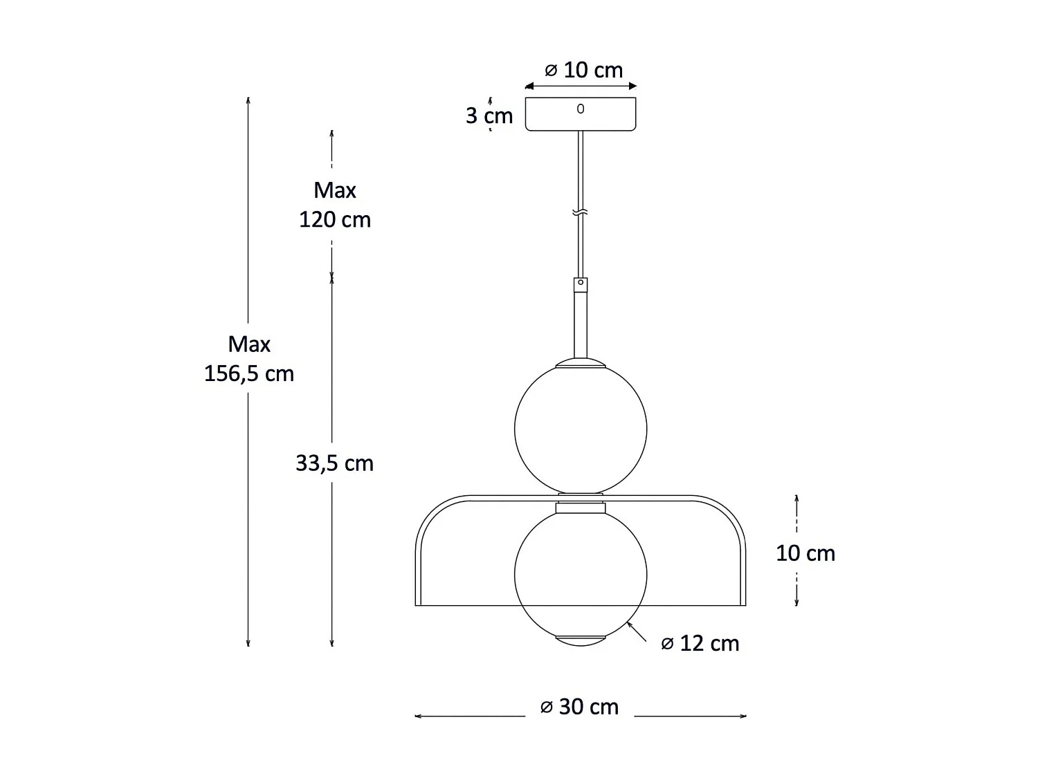 Suspension cloche ouverte en verre LED intégrée 30 cm - Santo