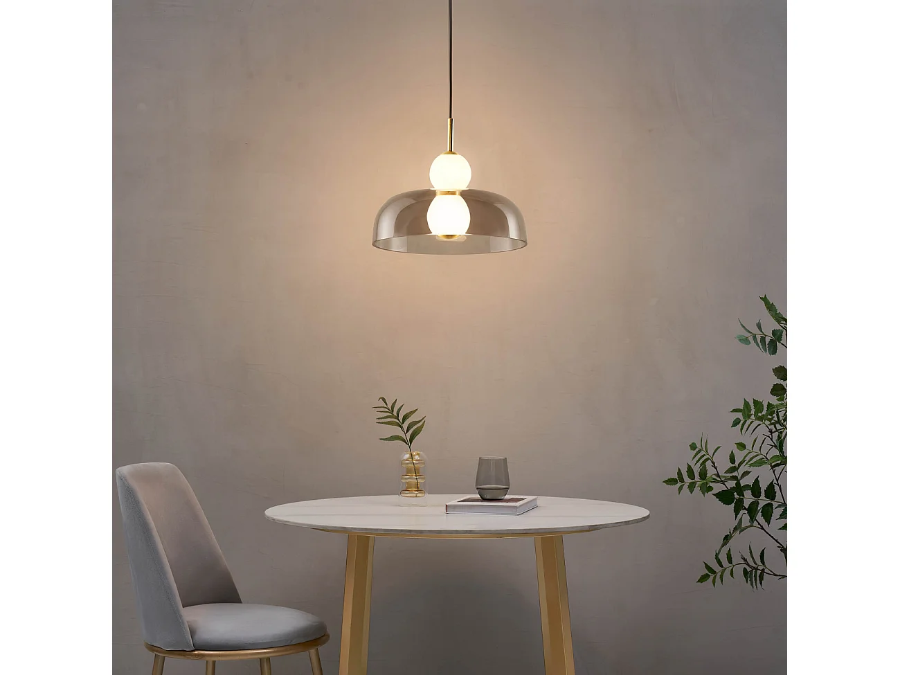 Suspension cloche ouverte en verre LED intégrée 30 cm - Santo