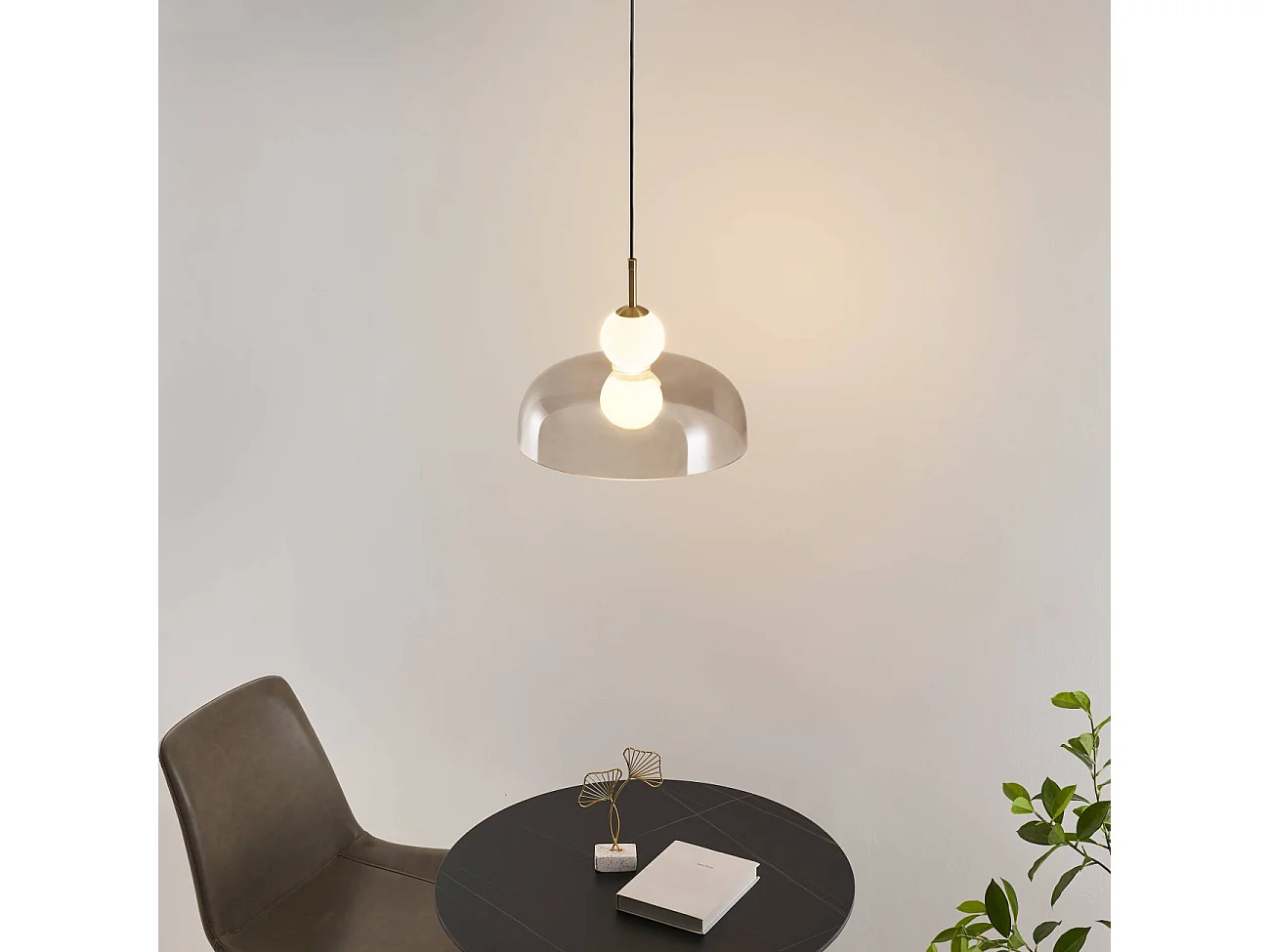 Suspension cloche ouverte en verre LED intégrée 30 cm - Santo