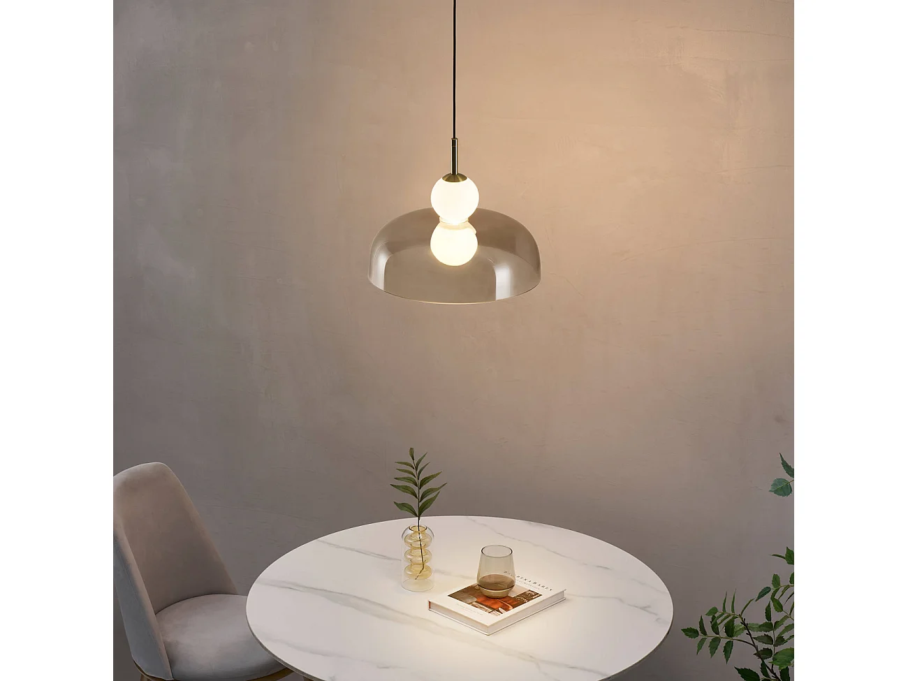 Suspension cloche ouverte en verre LED intégrée 30 cm - Santo