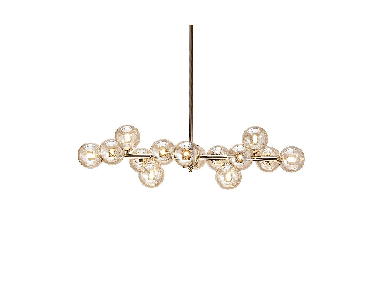 Lustre design doré chaleureux à 14 sphères - Osanna