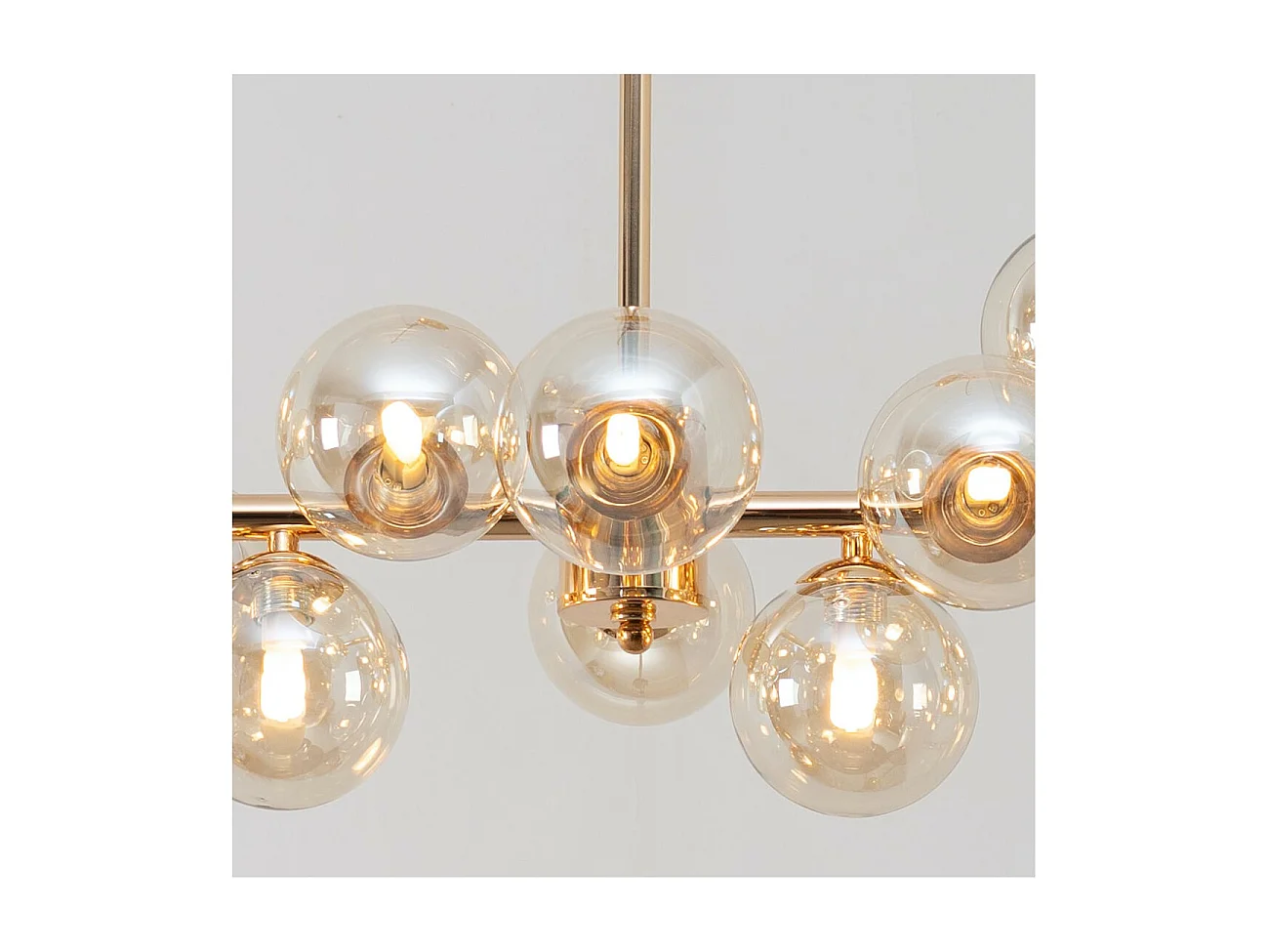 Lustre design doré chaleureux à 14 sphères - Osanna