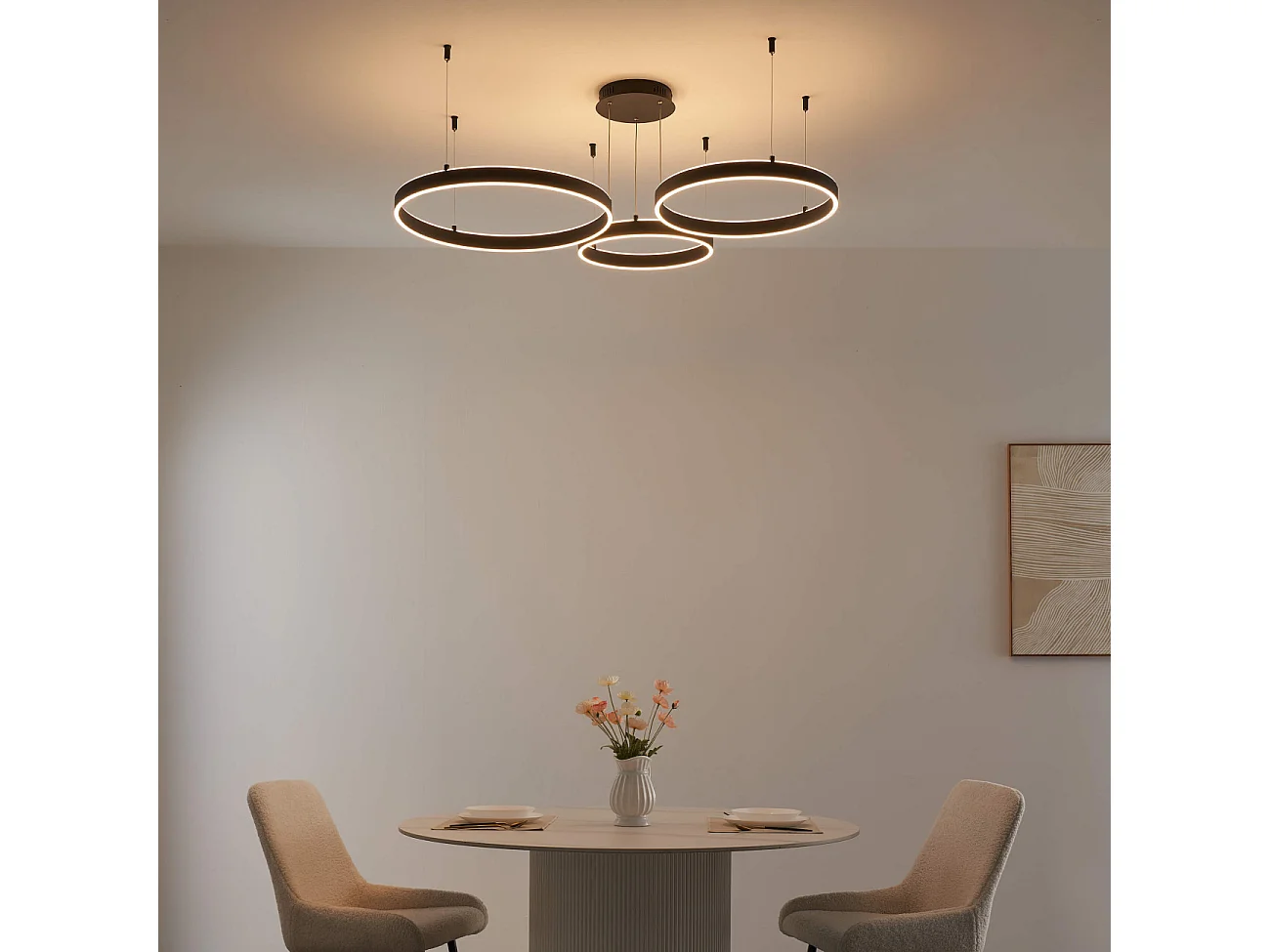 Grand lustre LED dimmable cercles lumineux - Blisko