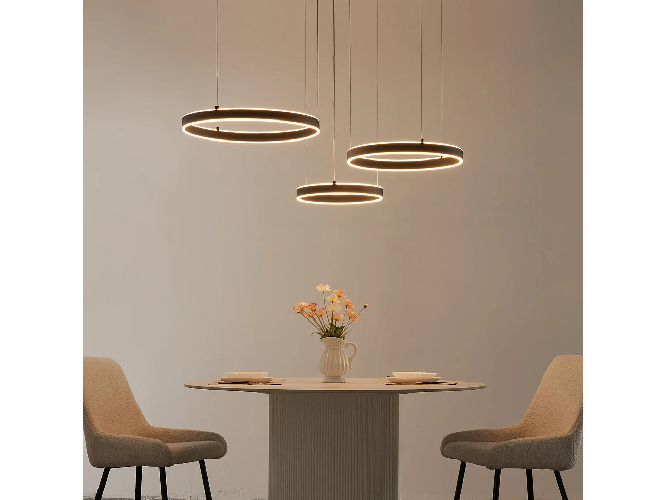 Grand lustre LED dimmable cercles lumineux - Blisko