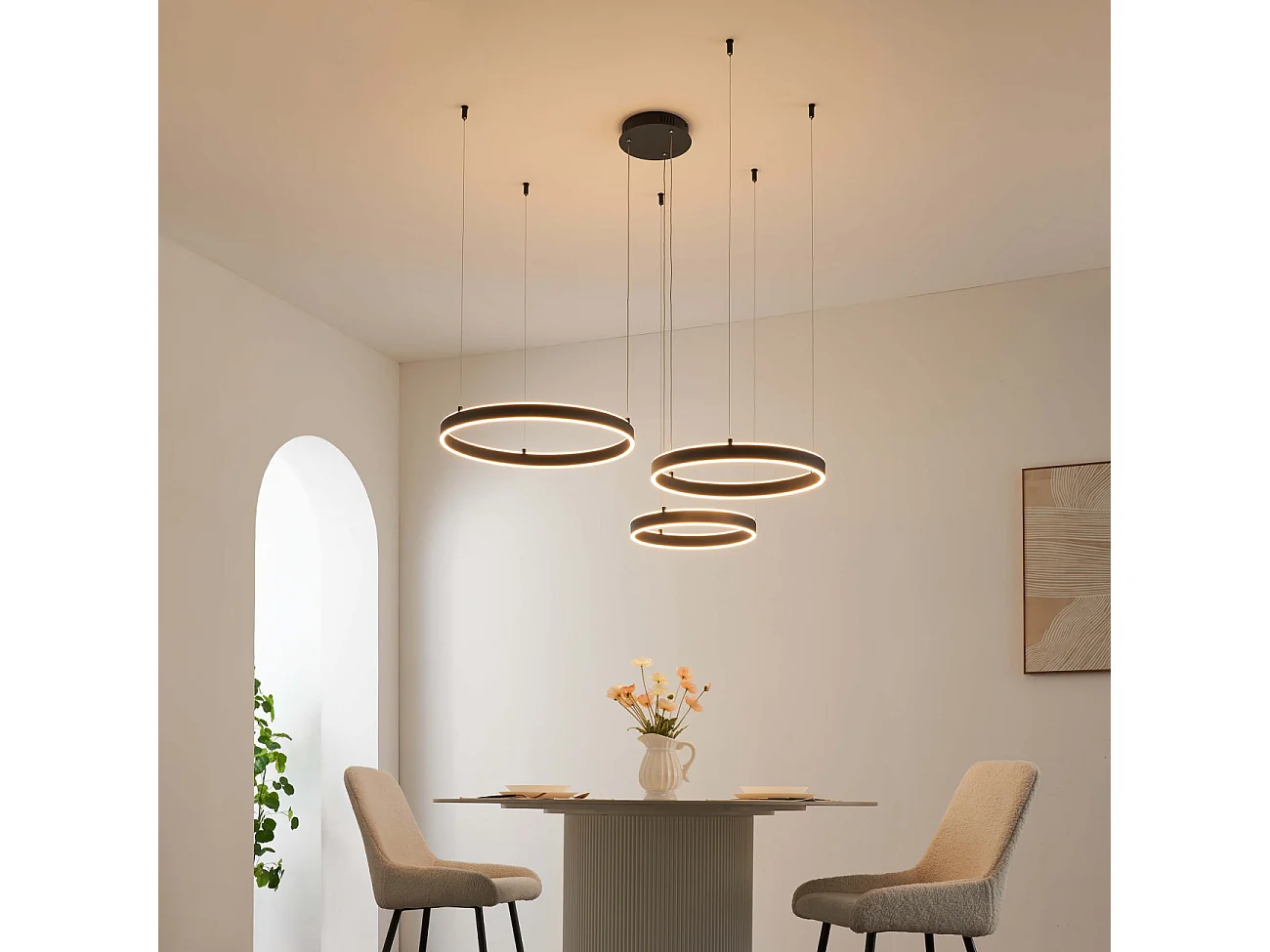 Grand lustre LED dimmable cercles lumineux - Blisko