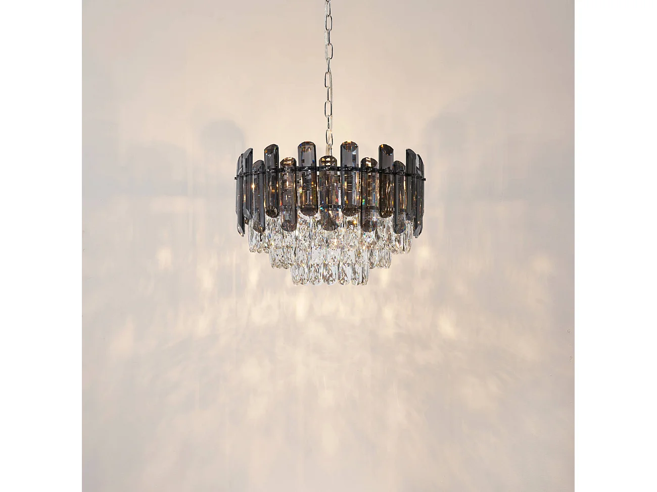 Lustre prestige pampilles en cascade fumées et transparentes - Tarragona