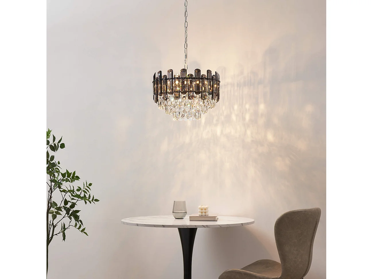 Lustre prestige pampilles en cascade fumées et transparentes - Tarragona