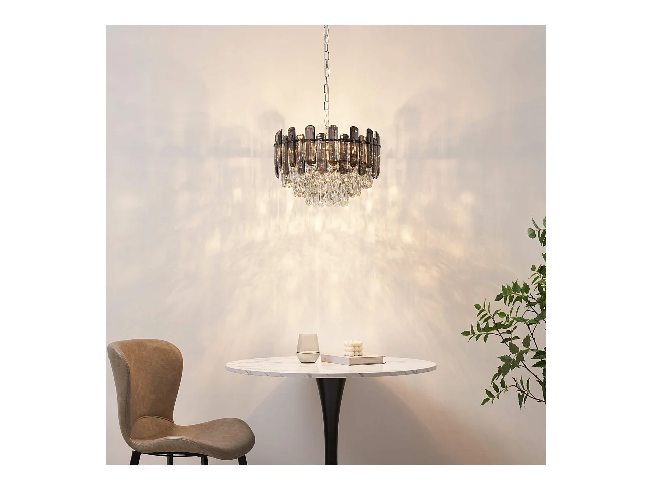 Lustre prestige pampilles en cascade fumées et transparentes - Tarragona