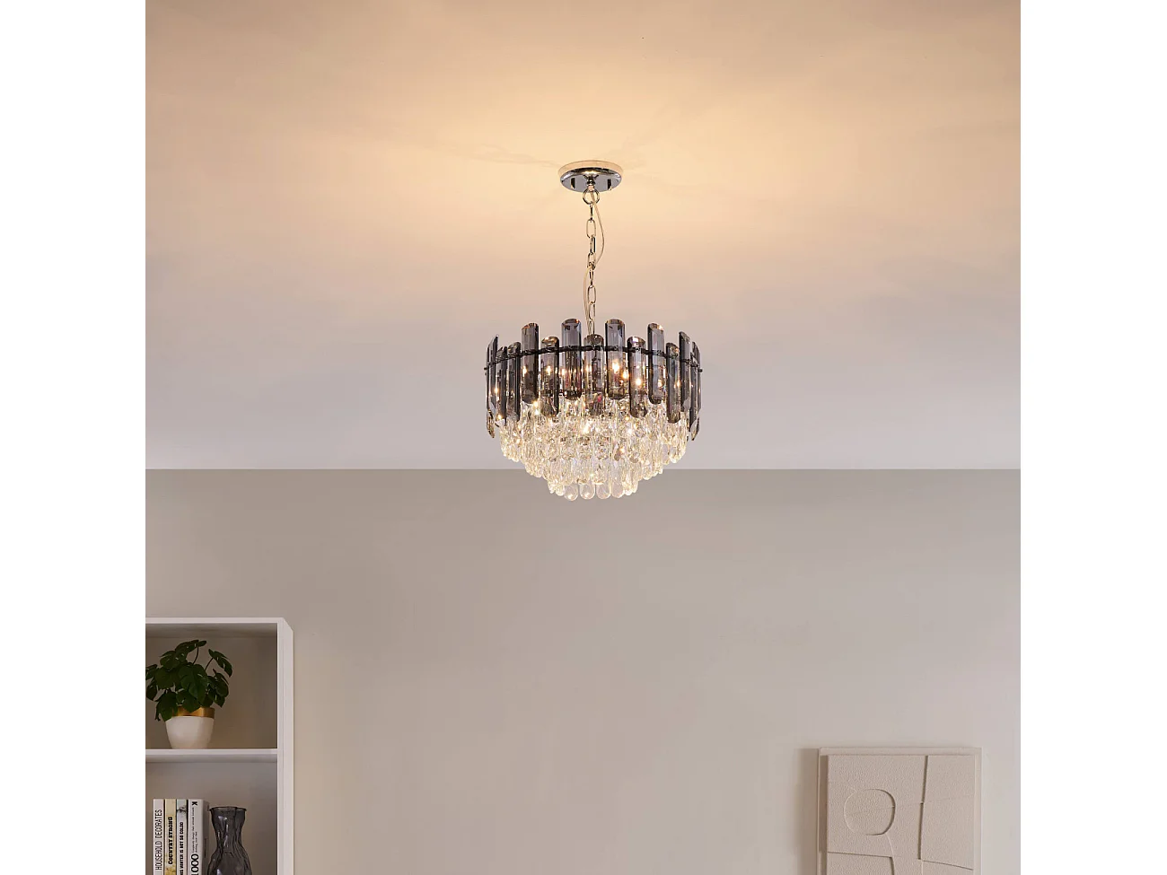 Lustre prestige pampilles en cascade fumées et transparentes - Tarragona