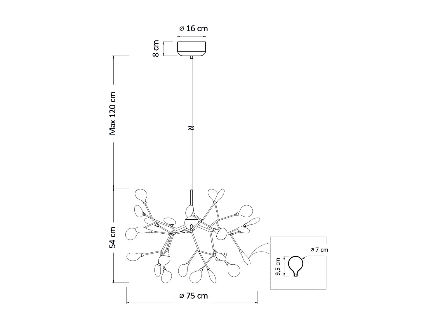 Suspension branchage métallique noir - Arsinoe