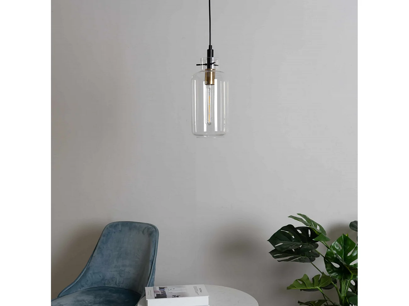 Suspension retro verre transparent - Moses