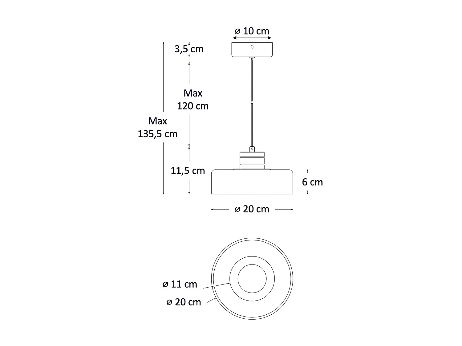 Suspension noire minimaliste verre fumé et LED intégrée - Valdo