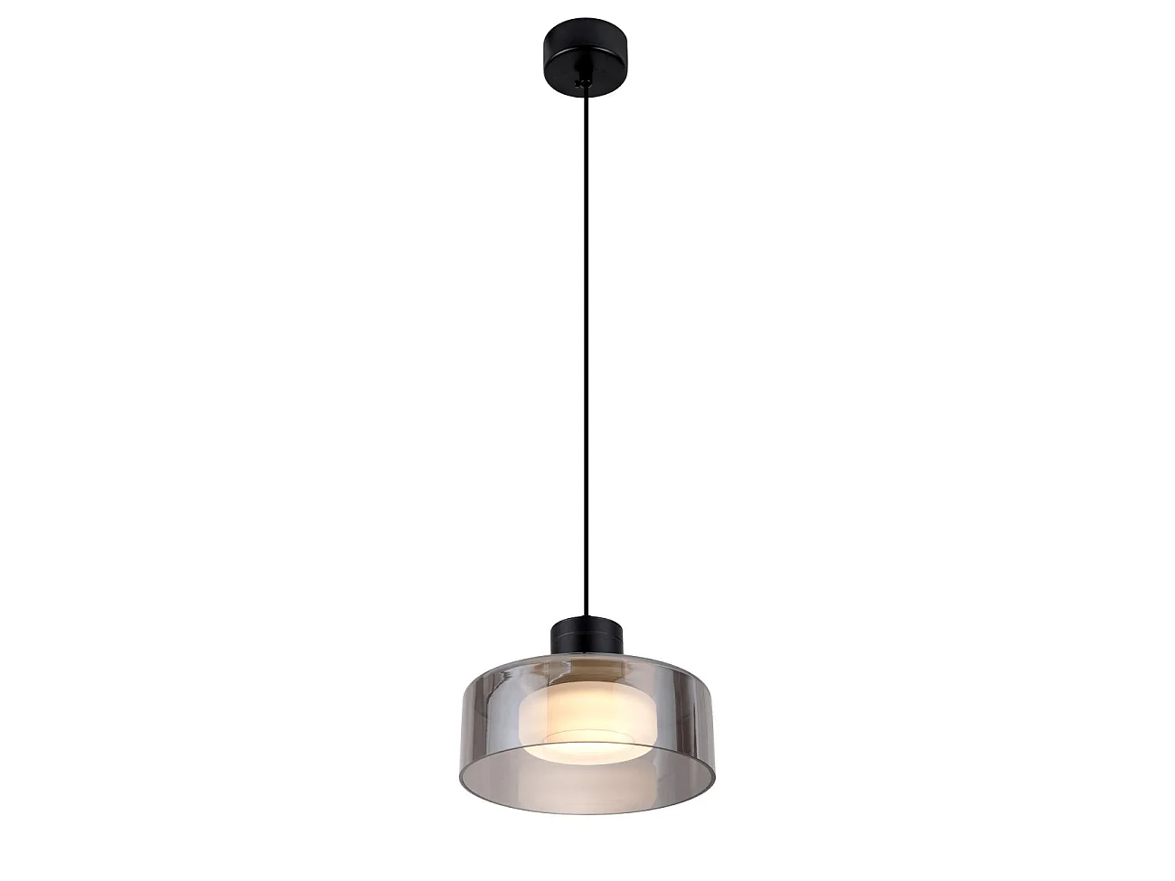 Suspension noire minimaliste verre fumé et LED intégrée - Valdo