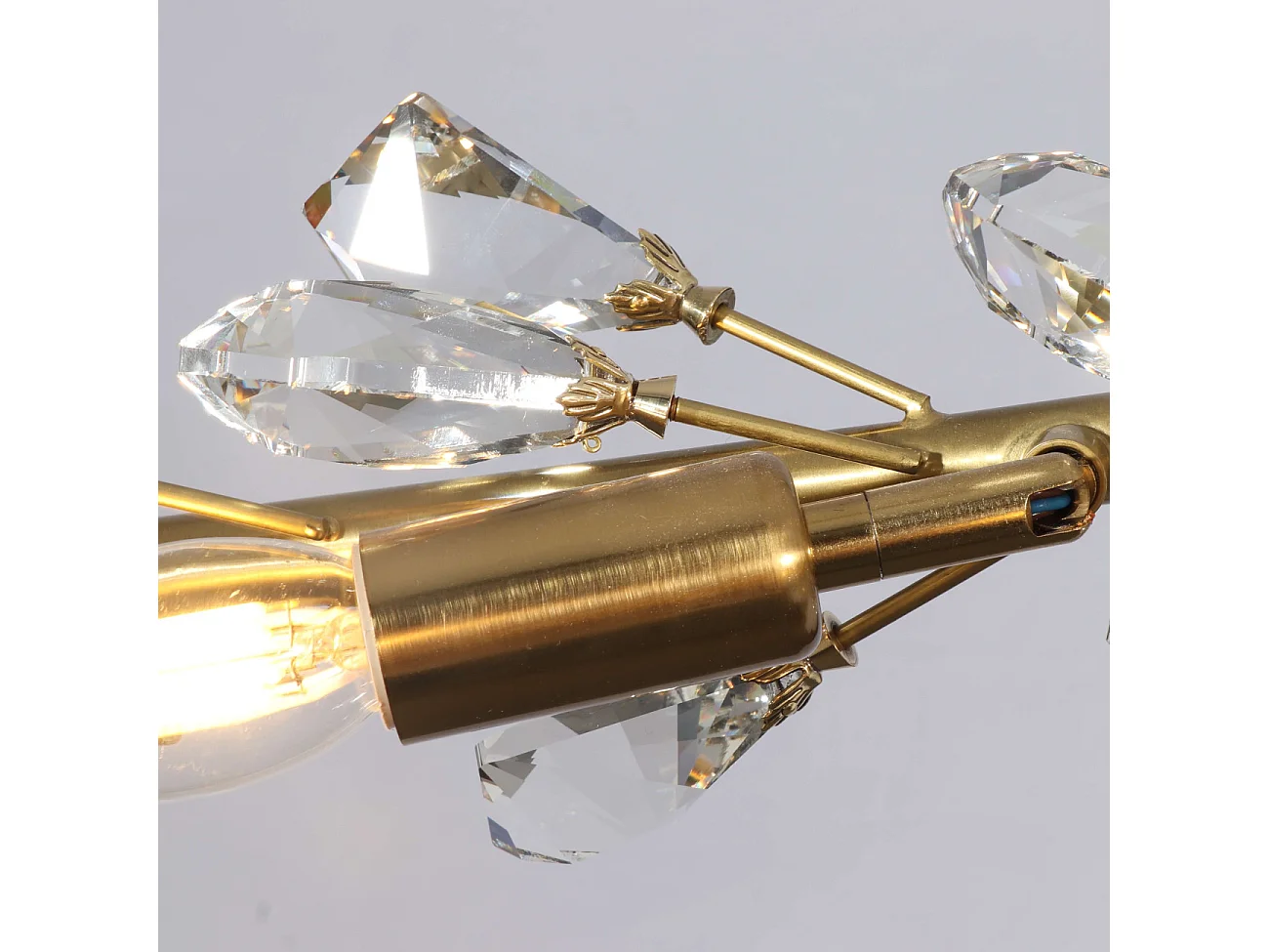 Suspension feuillage cristal et métal couleur laiton - Solarana