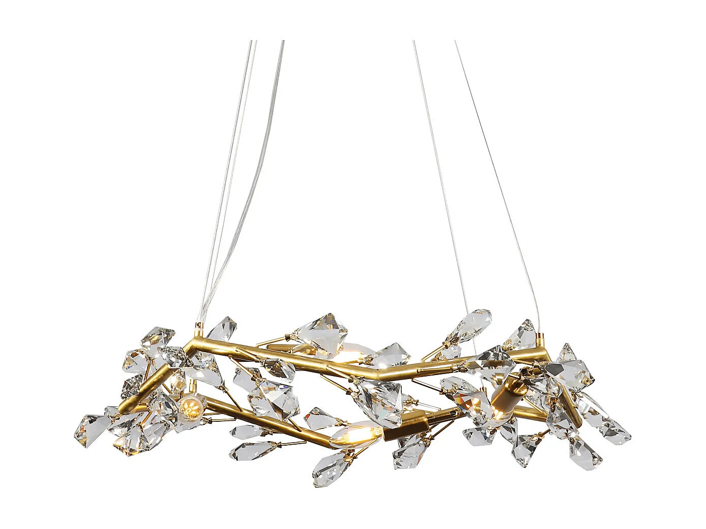 Suspension feuillage cristal et métal couleur laiton - Solarana