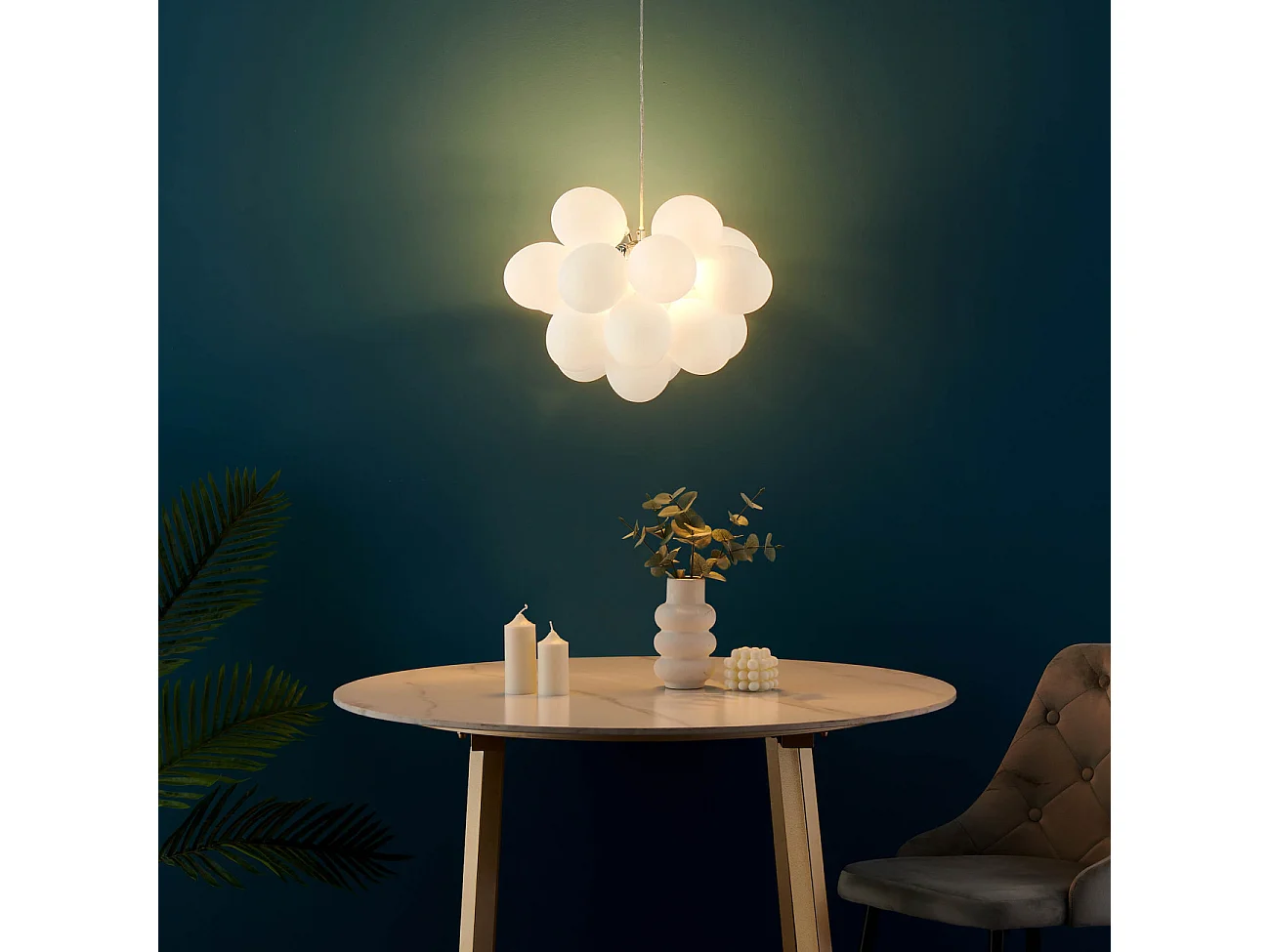 Suspension contemporaine à 17 verres blancs - Bartali