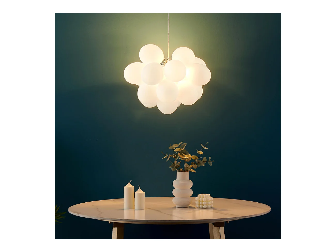 Suspension contemporaine à 17 verres blancs - Bartali