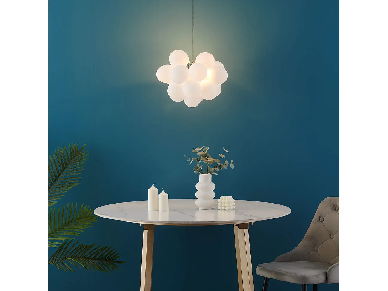 Suspension contemporaine à 17 verres blancs - Bartali