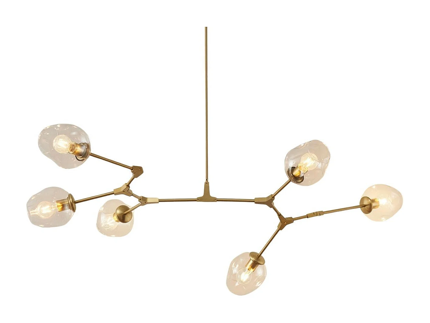 Lustre suspension dorée style floral 6 boules - Ofélia