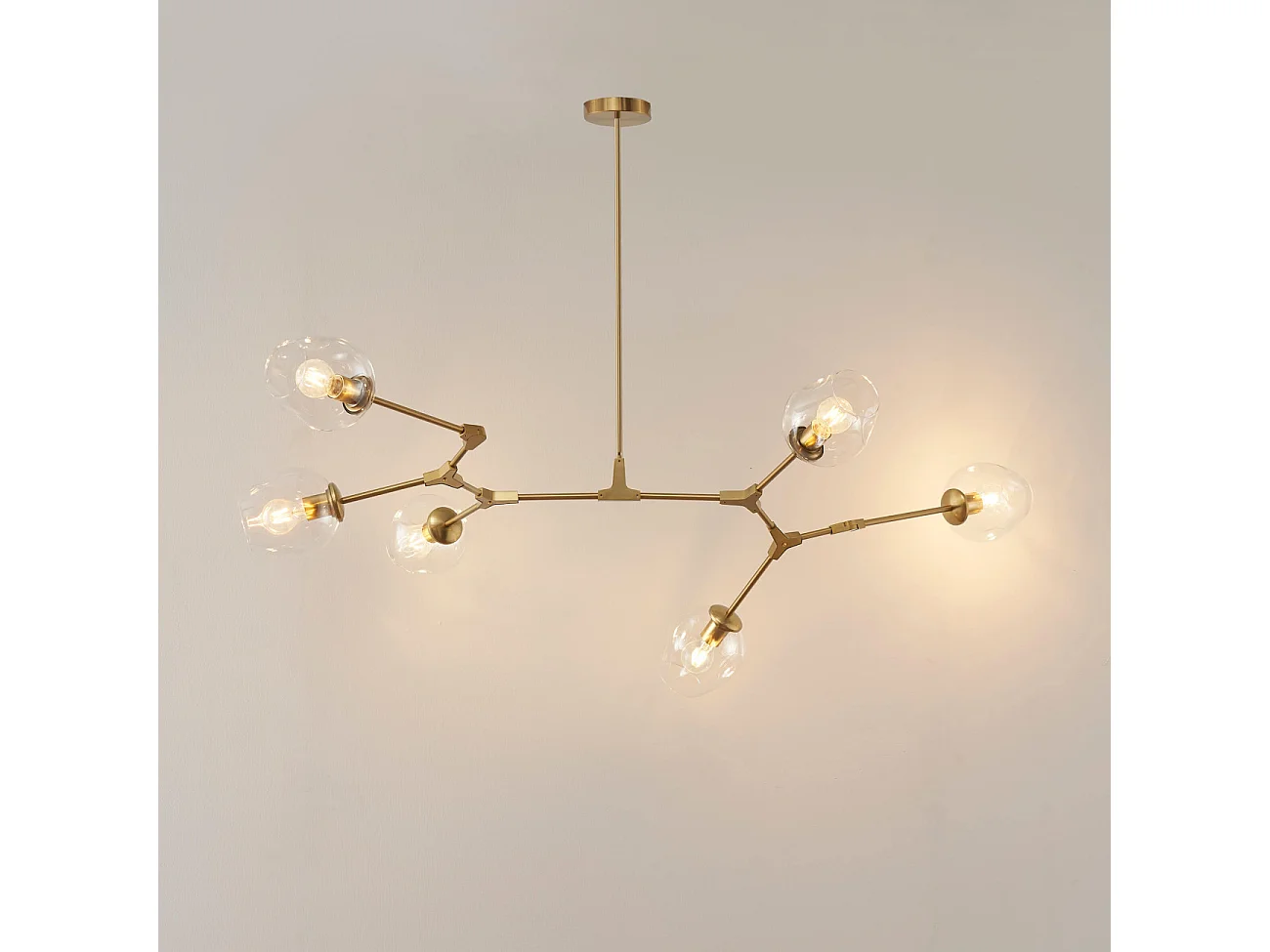 Lustre suspension dorée style floral 6 boules - Ofélia