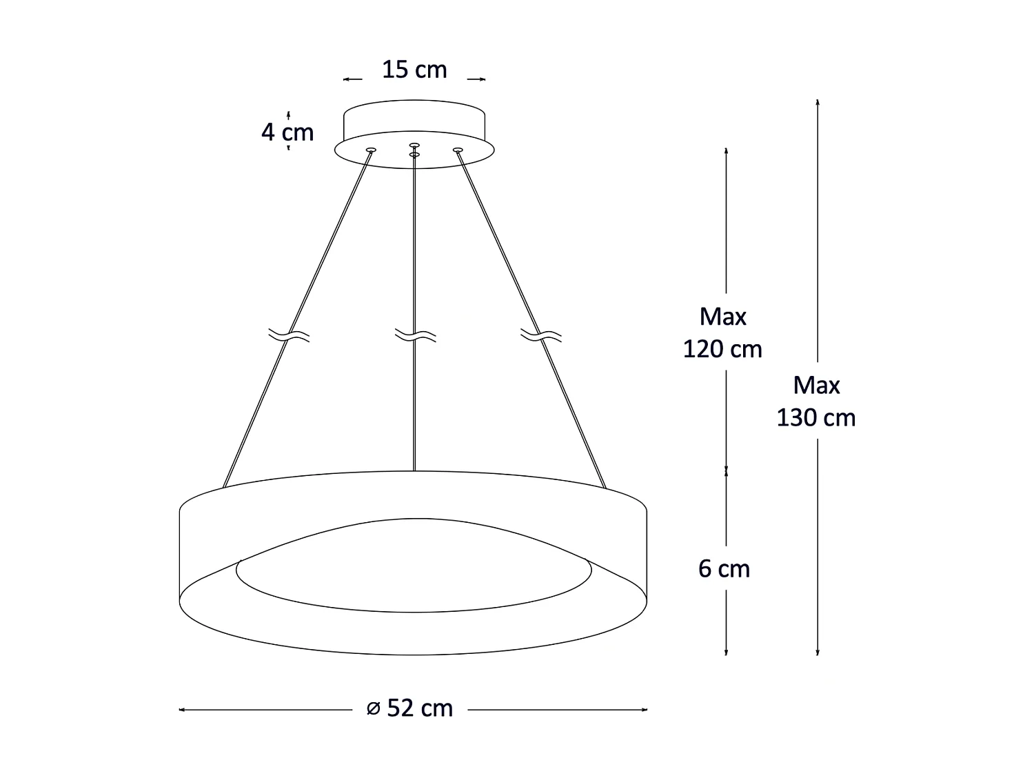 Suspension LED anneau noir minimaliste 52 cm - Belina
