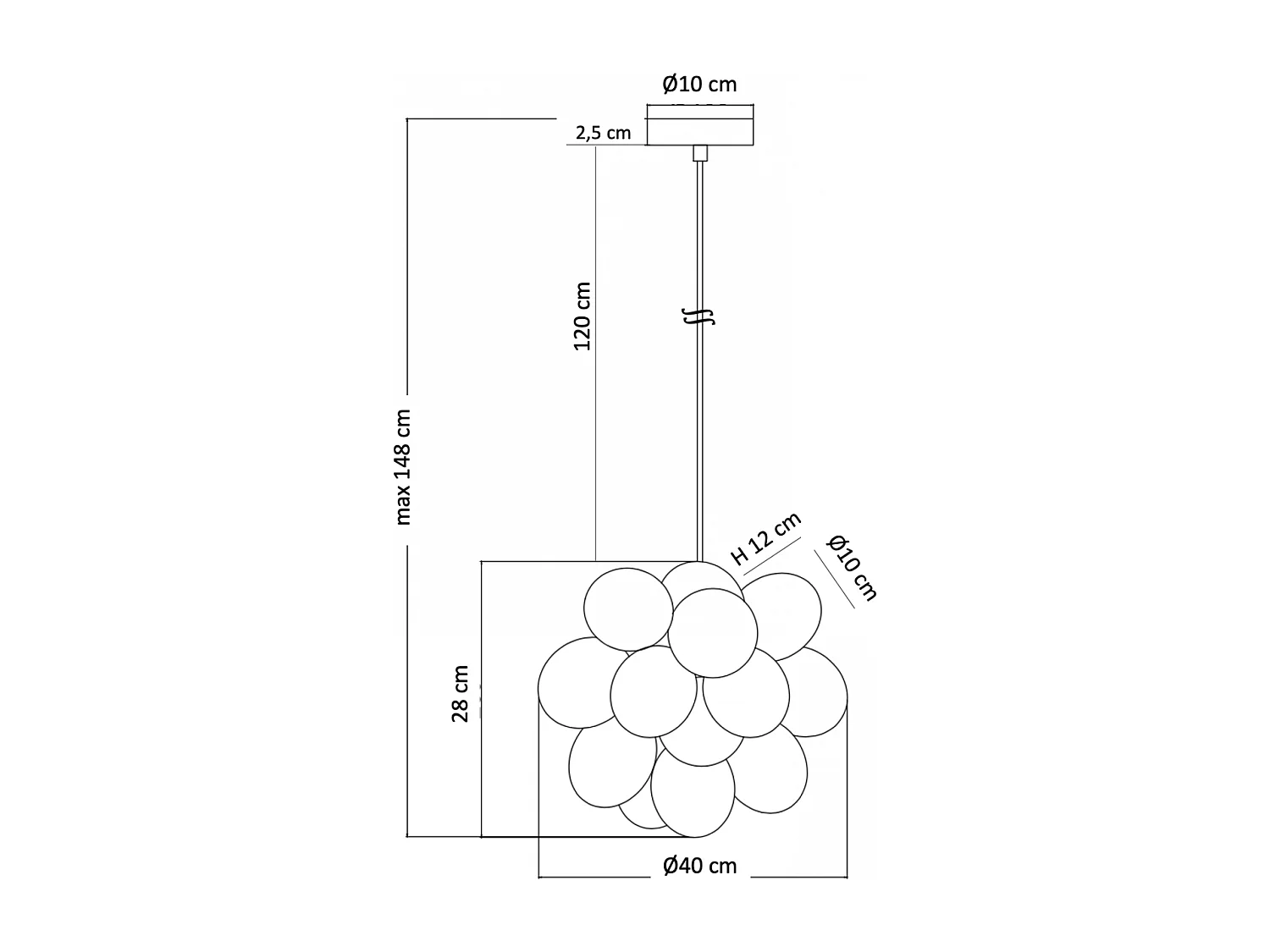 Suspension contemporaine à 17 verres ambrés - Bartali