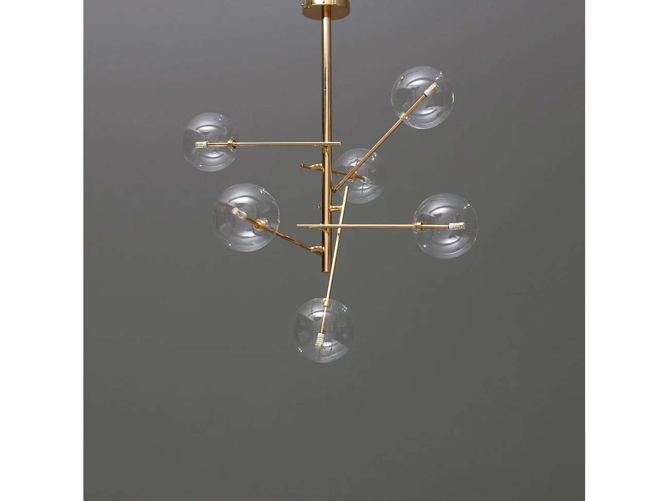 Suspension à bras dorés et sphères transparentes - Zag