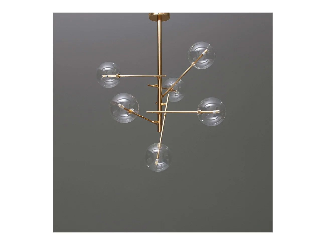 Suspension à bras dorés et sphères transparentes - Zag