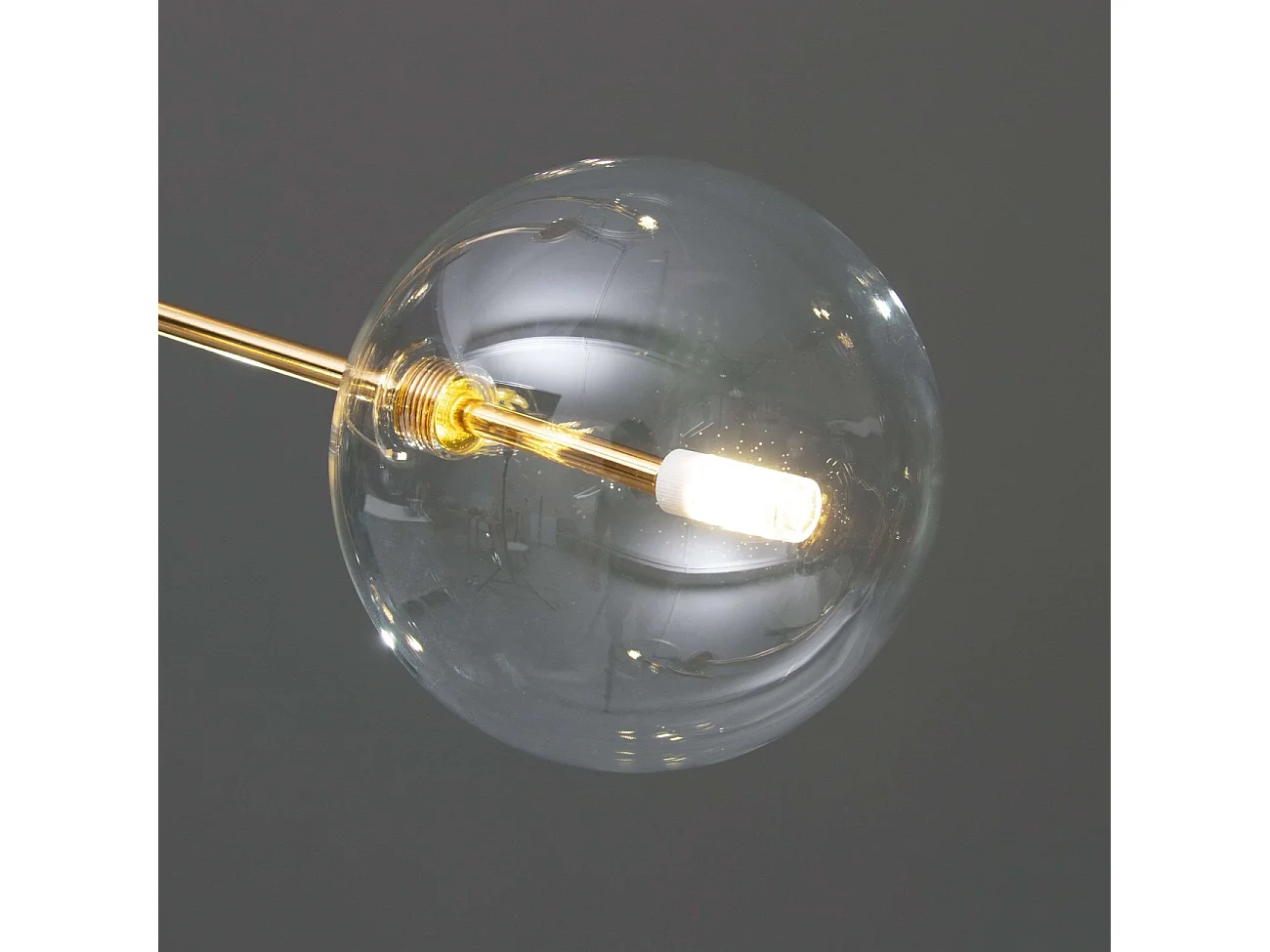 Suspension à bras dorés et sphères transparentes - Zag