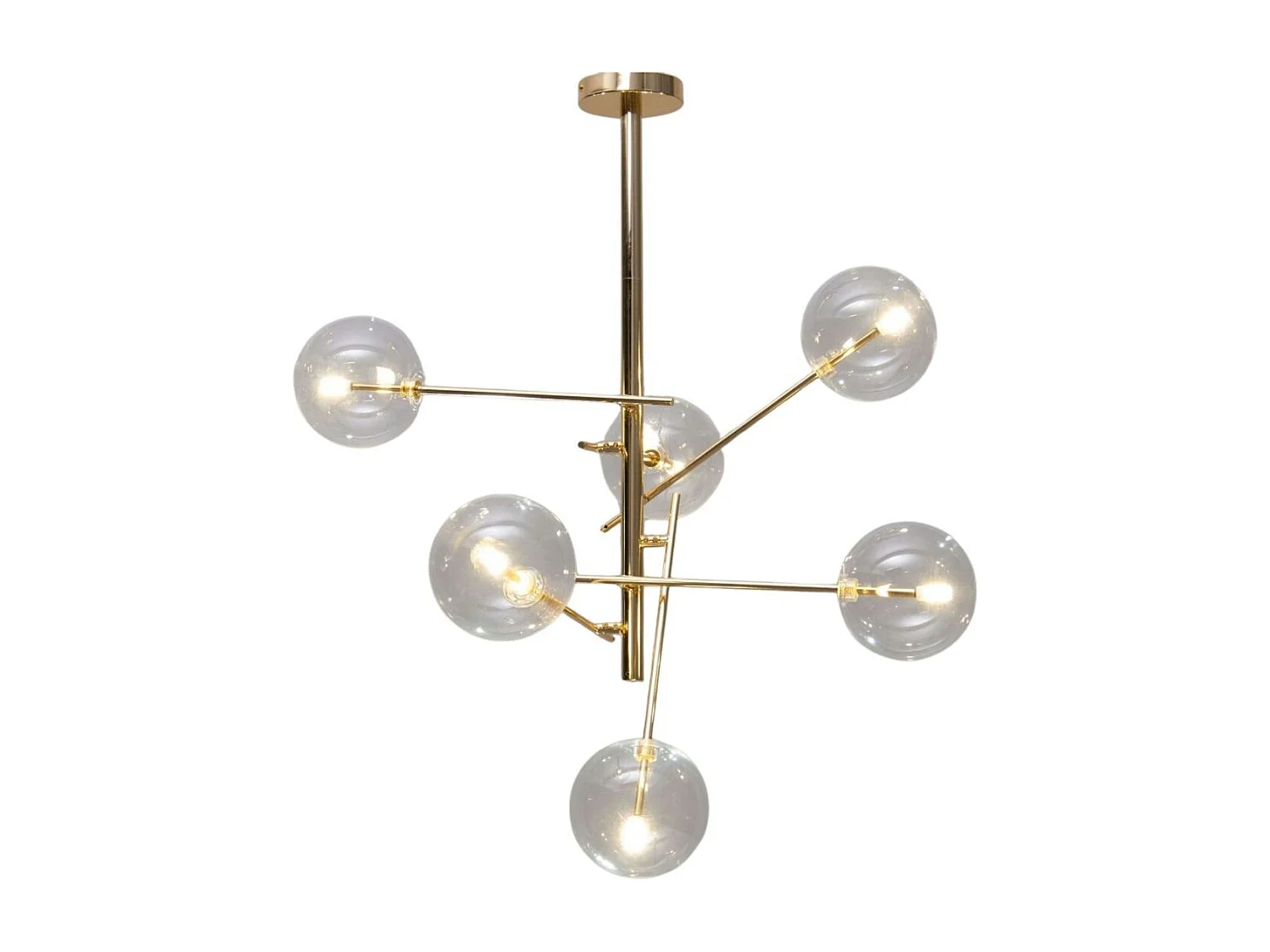 Suspension à bras dorés et sphères transparentes - Zag