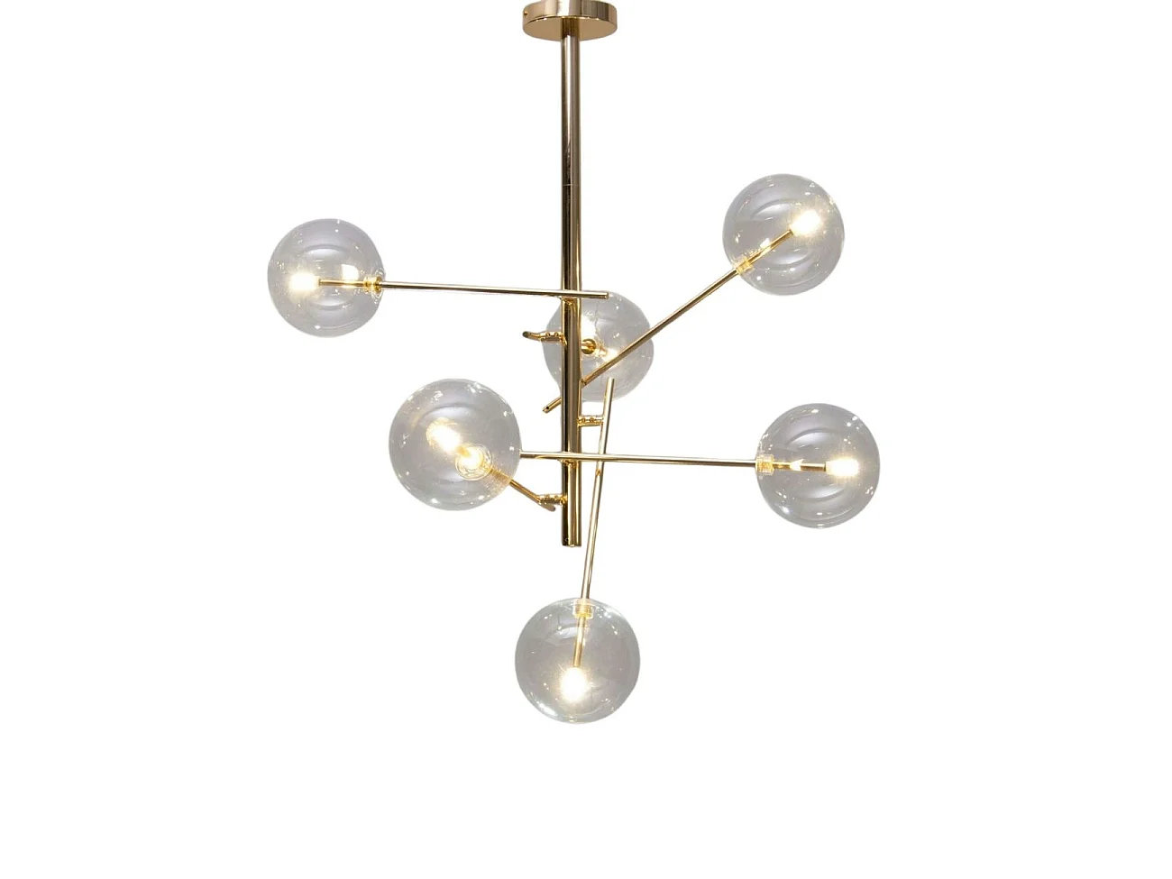 Suspension à bras dorés et sphères transparentes - Zag