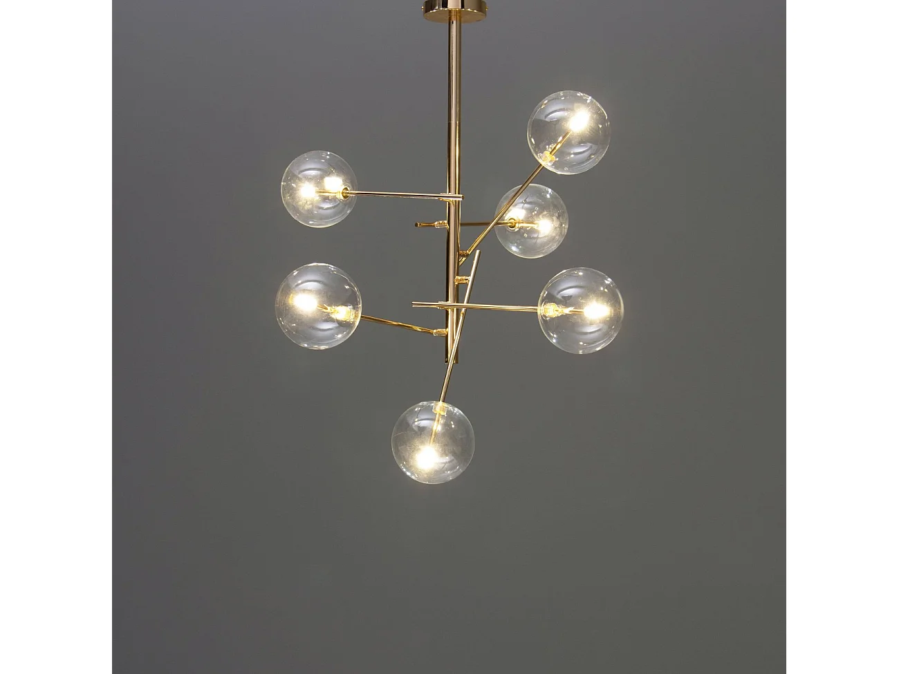 Suspension à bras dorés et sphères transparentes - Zag