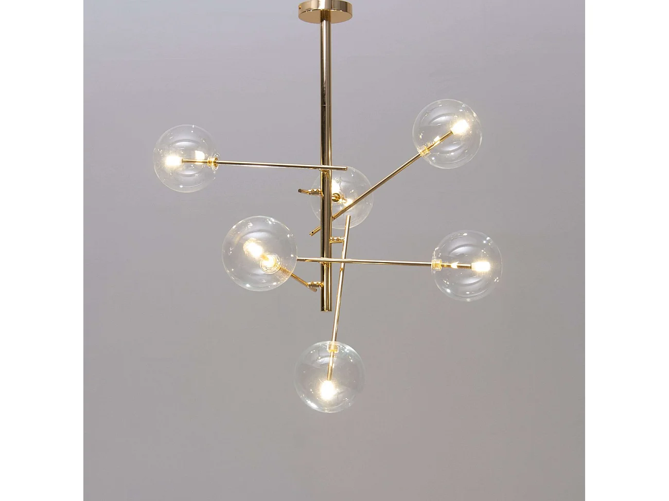 Suspension à bras dorés et sphères transparentes - Zag