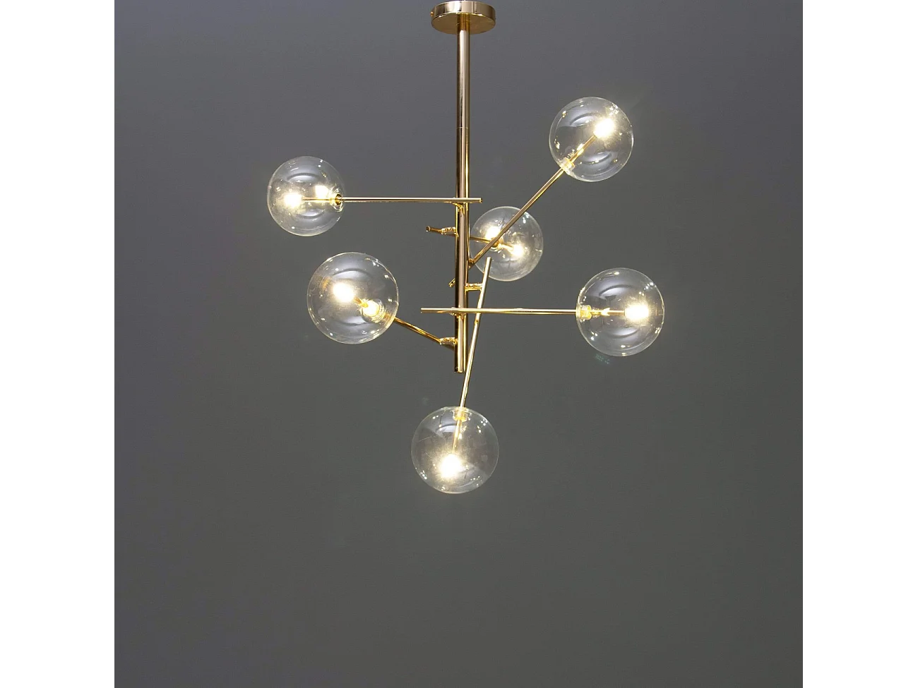 Suspension à bras dorés et sphères transparentes - Zag