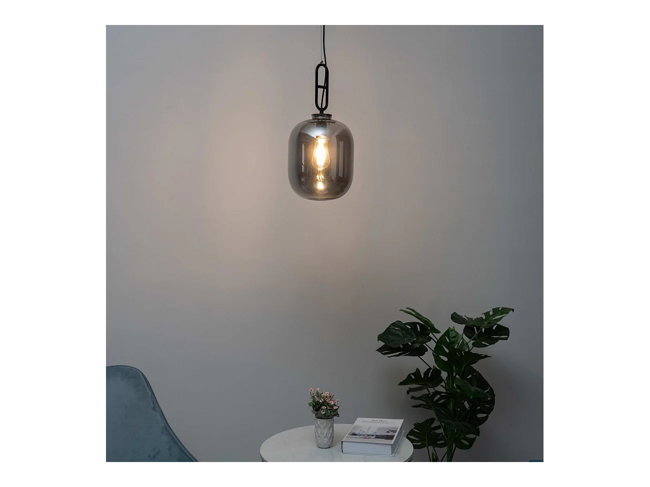 Suspension design jar en verre fumé - Tamale